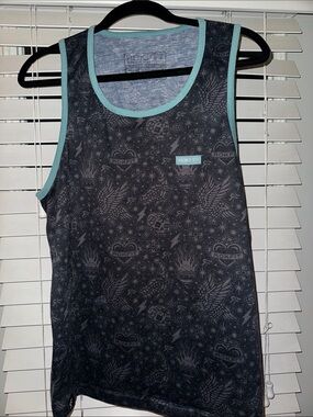 RokFit Men’s Black Tank Top with Teal Trim